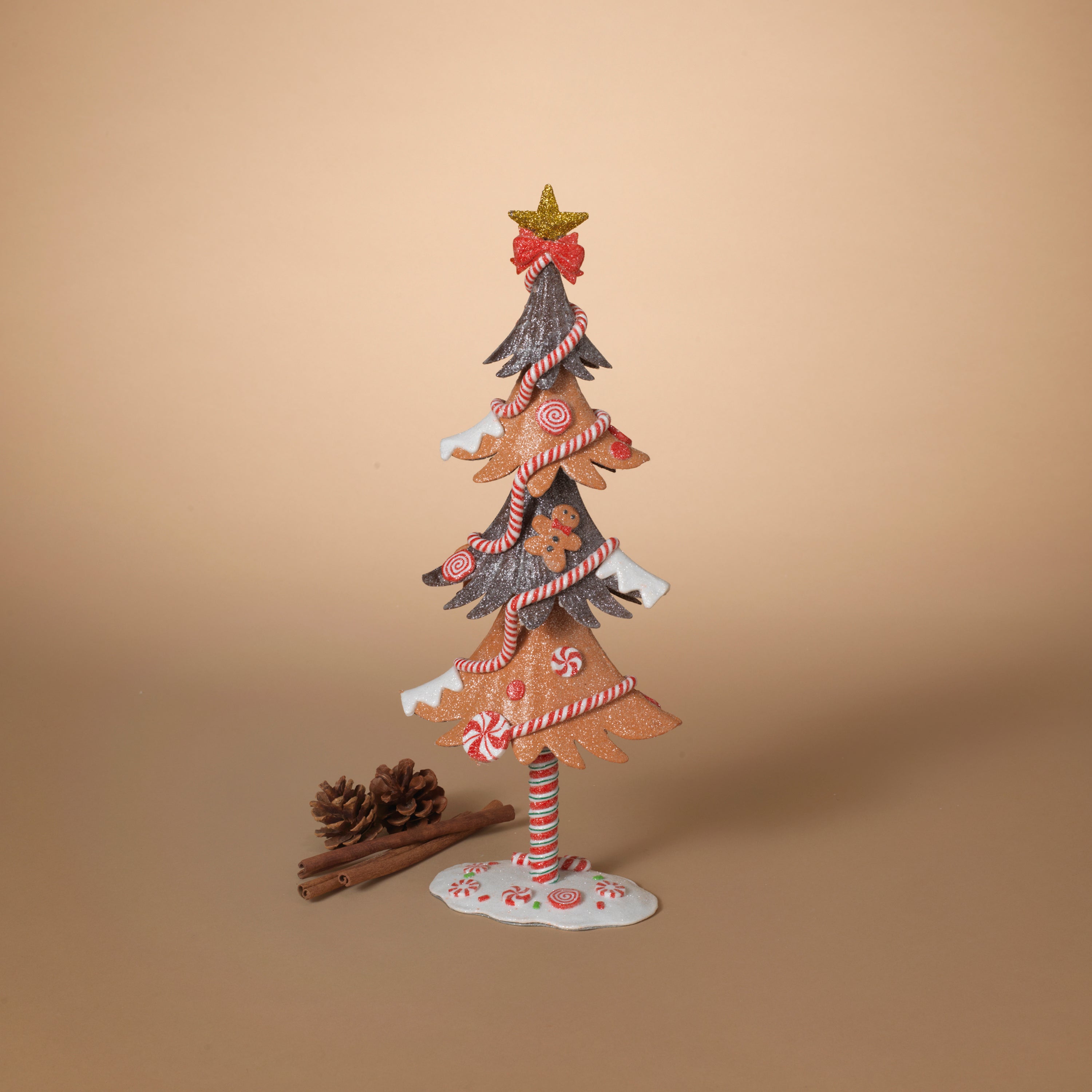 17.5in H Whimsical Gingerbread Christmas Tree Tabletop Figurine